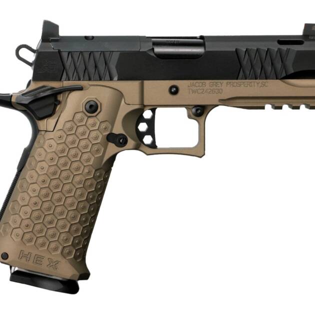 Jacob Grey TWC Hex 9mm Pistol with Battle Brown Finish and 17 Round Magazines