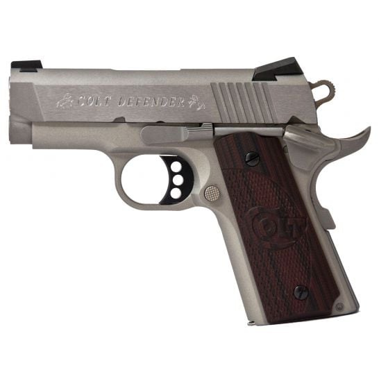 Colt Defender 45 ACP 7+1 Semi Auto Hammer Fired Pistol, Brushed Stainless