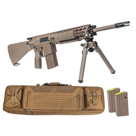 PSA Sabre AR-10 Rifle Forged 20" .308 w/ 12.5" Quad Rail, A1 Stock, Magpul Bi-Pod, 3 Mags, & Sabre Bag, FDE