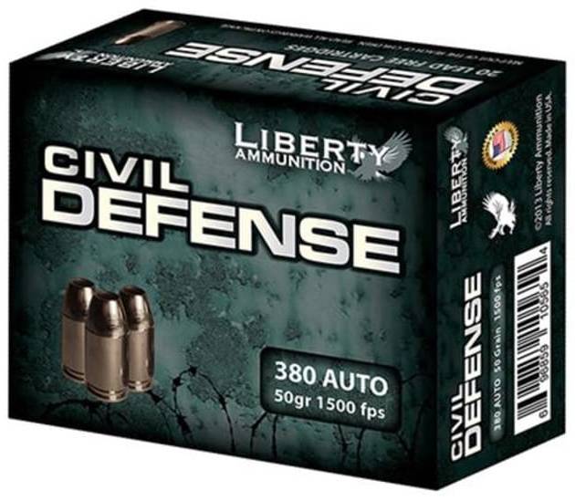 Close× Liberty Ammo Civil Defense 380 ACP 50gr, LF Fragmenting Hollow Point, 20rd Box