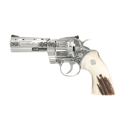 Colt Python 357 Mag 4" Revolver, Engraved/Stag