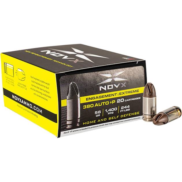 NovX Engagement/Extreme Self Defense .380 ACP+P, 56gr, Copper Polymer Bullet, 20rd Box