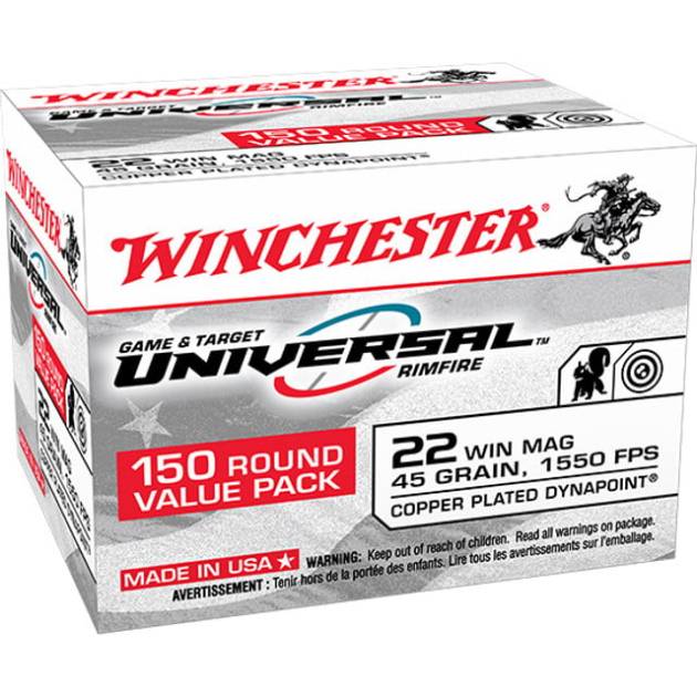 Close× Winchester Universal .22 Magnum, 45gr, Lead Hollow Point, 150rd Box