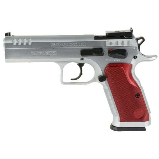 Tanfoglio Stock 9mm Pistol, 4.45" Barrel, Adjustable Sights, Silver