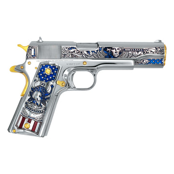 Colt 1911 45 ACP Liberty Crown in High Polish Stainless Steel 24K Gold Plated Accents and Grips - Image 2