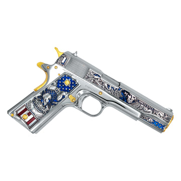 Colt 1911 45 ACP Liberty Crown in High Polish Stainless Steel 24K Gold Plated Accents and Grips - Image 4