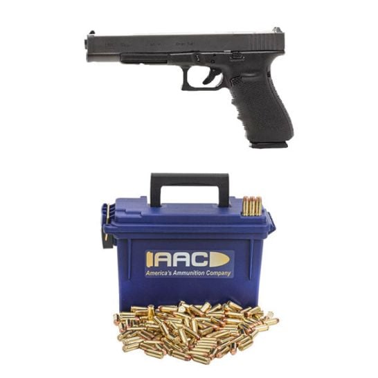 Glock 40 MOS 10mm 6" Pistol & 250rds Of AAC 10mm Auto 180gr FMJ Blue Ammo Can