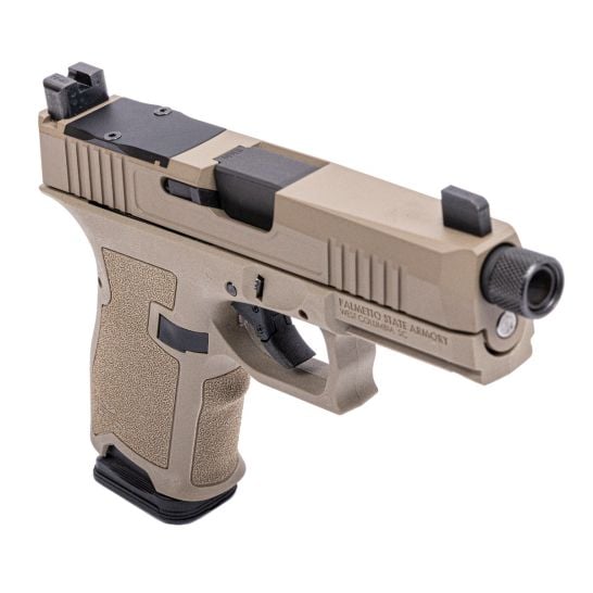PSA Dagger Compact 9mm Pistol With RMR Slide, Threaded Barrel, & Suppressor Height Night Sights, FDE