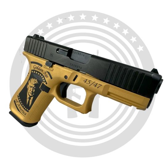 Glock G19 Gen5 Trump Victory / Golden Age 4" 9mm 15rd Pistol, Gold / Black